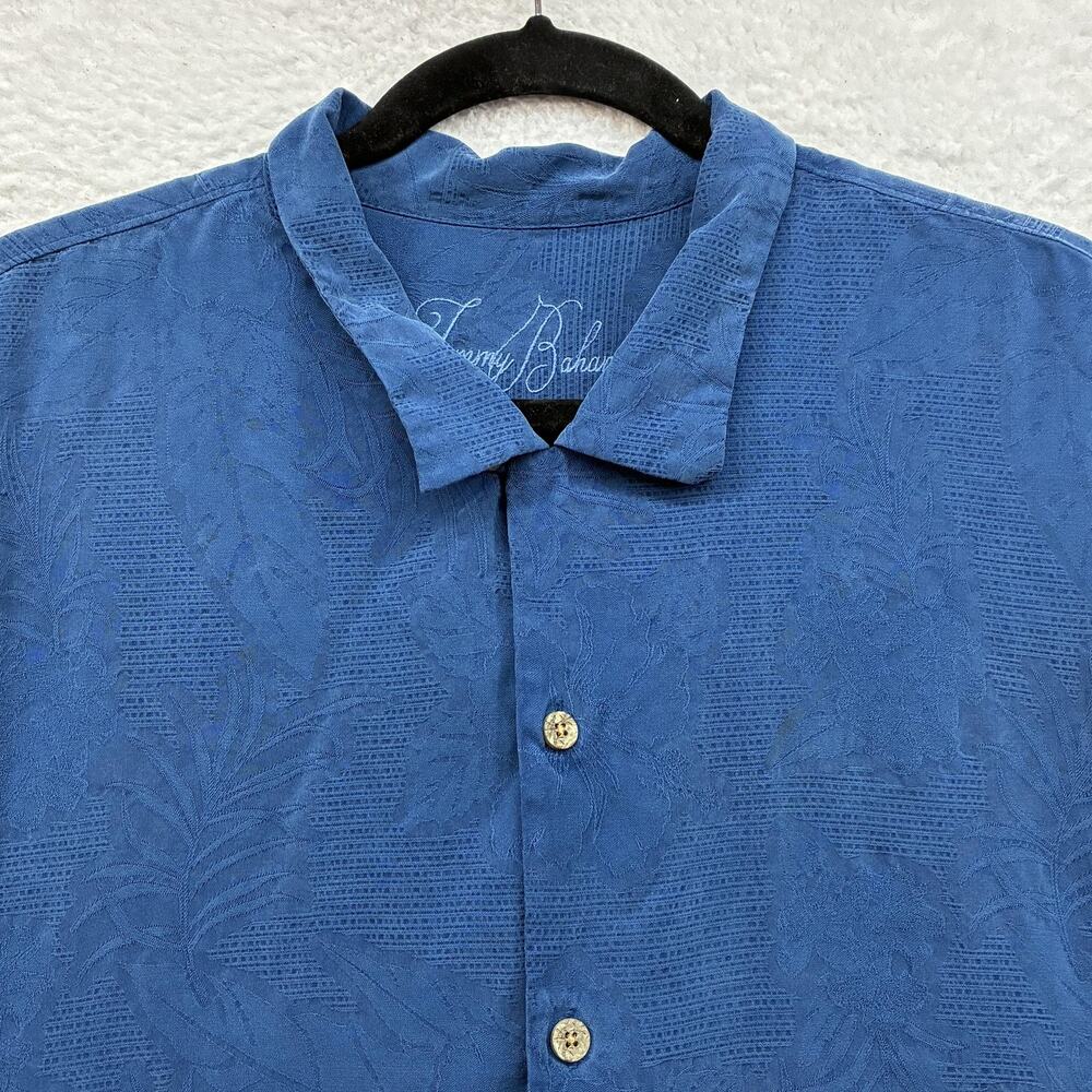 Tommy Bahama Shirt Mens 2XL Blue Silk Paradise In Every Puff Cigar Short Sleeve - Picture 5 of 11